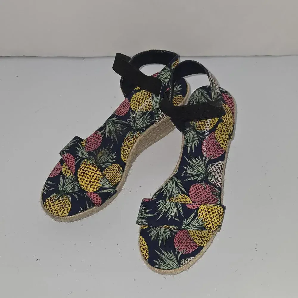 0324 Monroe And Main Pineapple Wedge Heel‎ Espadrilles Size 8M